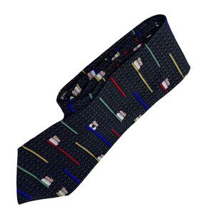 Vicky Davis Vintage Necktie Brush Up Toothbrush Necktie Novelty 100% Silk Black